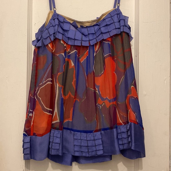 Sweetface Floral Silk Tank, Size 6 - Picture 3 of 4